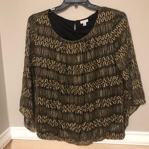 Rebecca Malone, Black & Gold, top. Plus size XL